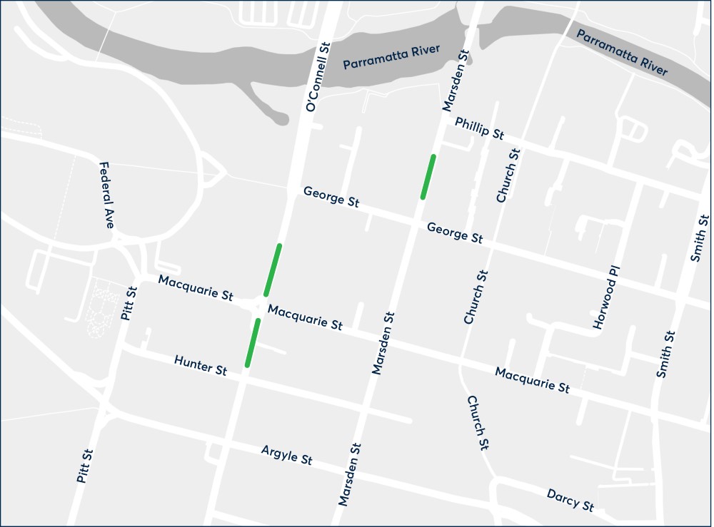 Map of greening in Parramatta