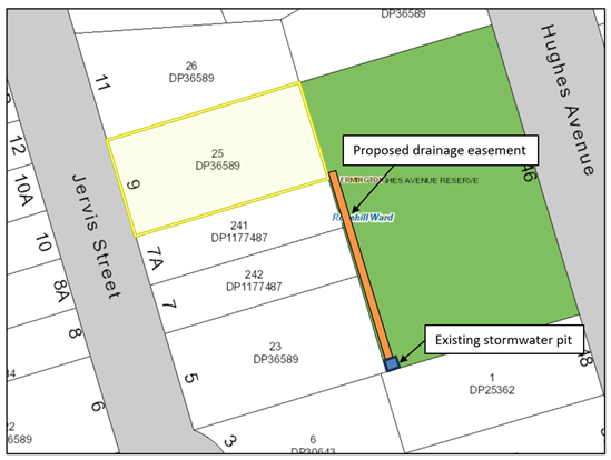 Map of street with lines indicating where the pipe will go