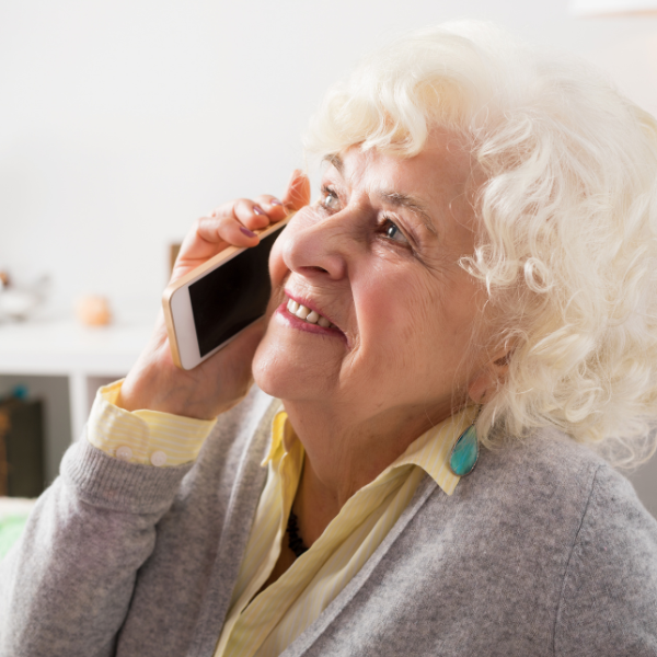 elderly woman on her mobile phone