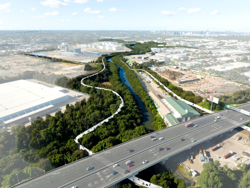 Artist impression of the highway and creek below